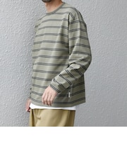 【SHIPS any別注】sports wear: レトロ カラー ボーダー Tシャツ (ロンT)◇