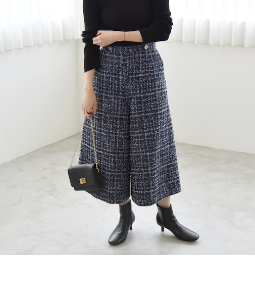 quaranciel: ツイード クロップド パンツ（セットアップ対応）