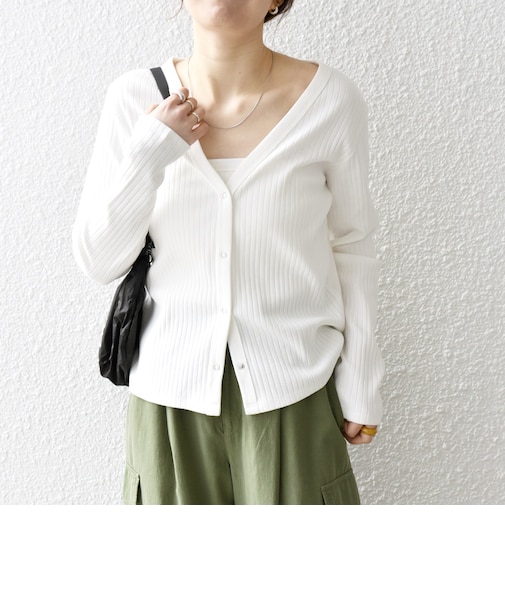 SHIPS any:〈洗濯機可能〉テレコ ベアトップ セット カーディガン