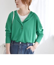 quaranciel:〈手洗い可能〉シルク ミックス ヘンリーネック ニット プルオーバー