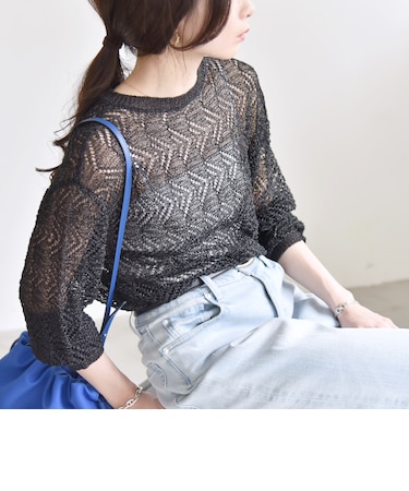 quaranciel:〈手洗い可能〉バルキー レース ニット