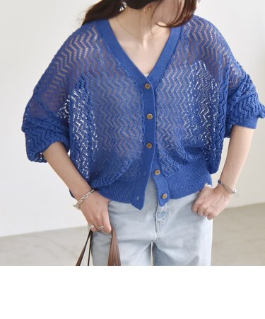 quaranciel:〈手洗い可能〉バルキーレース ドルマン スリーブ カーディガン