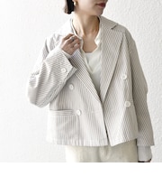 SHIPS any:〈洗濯機可能〉ヒッコリー ショート テーラード ジャケット