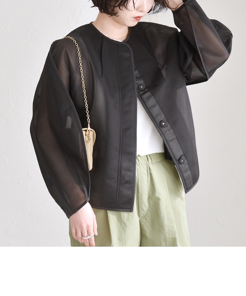 quaranciel:〈手洗い可能〉シアー ドルマン ブルゾン ジャケット