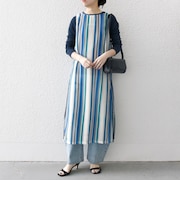 SHIPS any:〈手洗い可能〉メッシュ レイヤード ノースリーブ ワンピース