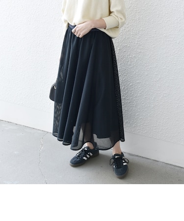 SHIPS any:〈手洗い可能〉メッシュ サーキュラー スカート