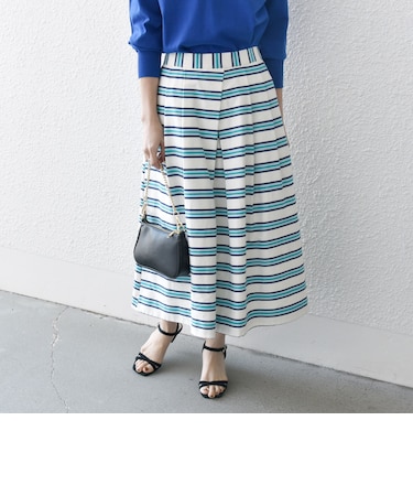 SHIPS any:キャンバス ボーダー Aライン スカート