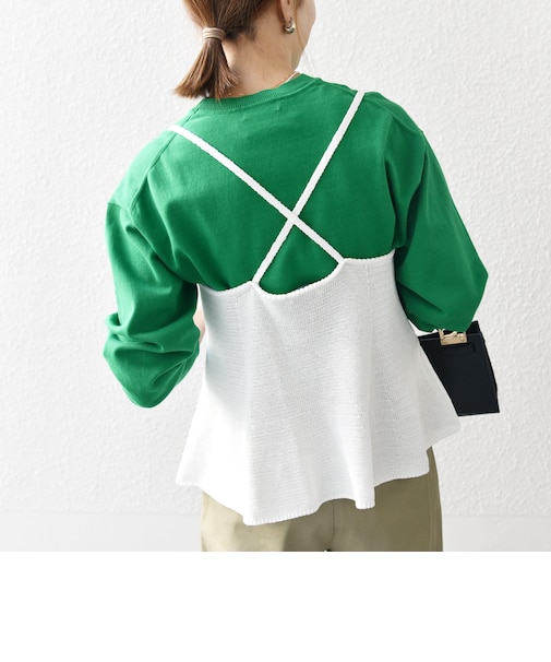 SHIPS any:〈手洗い可能〉バルキー シアー フレア ニット キャミソール