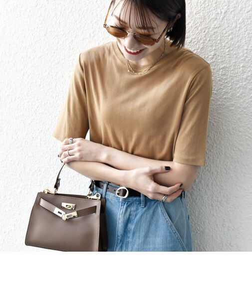 SHIPS any:〈洗濯機可能〉シアー リブ ハーフ スリーブ クルーネック TEE