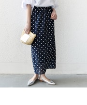 〈手洗い可能〉ウエスト ゴム シアー ドット タイト スカート