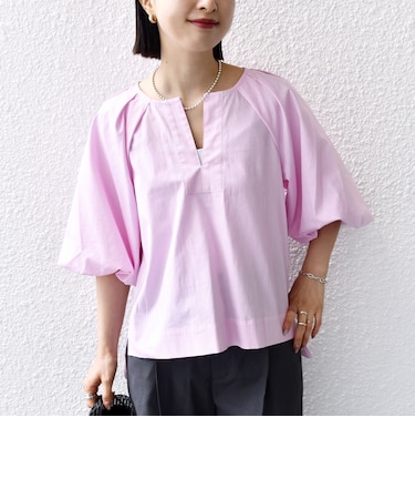 〈手洗い可能〉ストライプ バルーン ブラウス