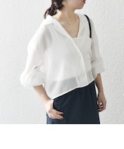 SHIPS any:〈手洗い可能〉メッシュ オープンカラー ジャケット シャツ