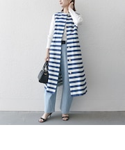 SHIPS any:キャンバス ボーダー ジレ ワンピース