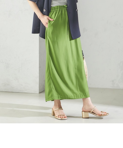 〈手洗い可能〉キュプラ混 ツイル ドロスト スカート