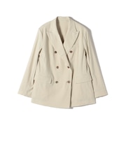 SHIPS Primary Navy Label:麻混 ストライプ ストレッチ ダブル ジャケット