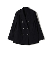 SHIPS Primary Navy Label:麻混 ストライプ ストレッチ ダブル ジャケット