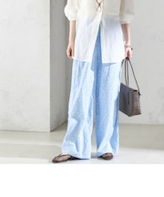 〈手洗い可能〉コットン ドビー ウエスト ゴム ギャザー パンツ