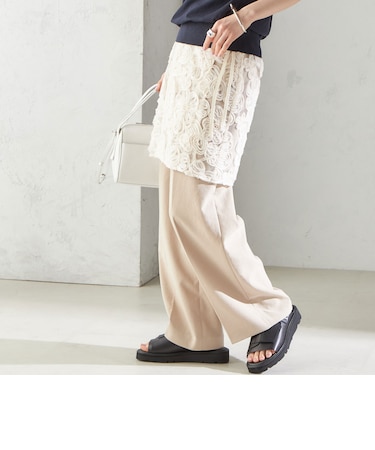 〈手洗い可能〉フラワー 刺繍 チュール ラップ スカート