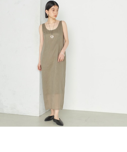 Wai＋:〈手洗い可能〉オーガンジー ノースリーブ 2WAY ワンピース