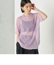 Wai＋:〈手洗い可能〉クリンクル シアー ショート スリーブ プルオーバー