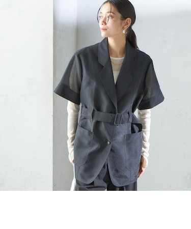 【SHIPS別注】APUPIL:〈洗濯機可能〉シアー 半袖 ジャケット