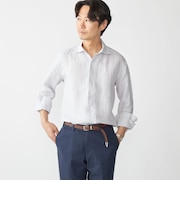 SHIPS: ウォッシュド リネン ストライプ シャツ