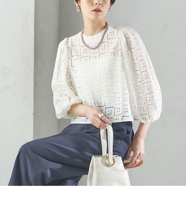 〈手洗い可能〉Broche スクエア レース 2WAY ブラウス