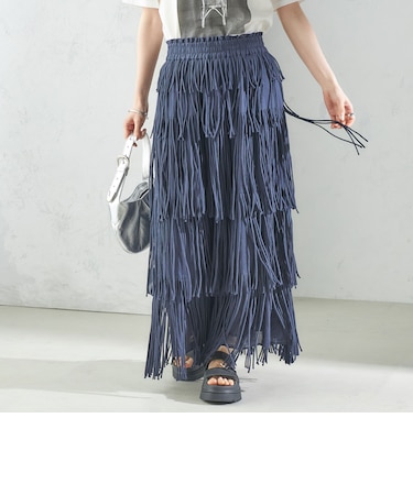 【SHIPS別注】crinkle crinkle crinkle:フリンジ スカート