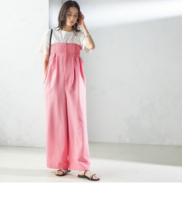 【SHIPS別注】APUPIL:〈洗濯機可能〉ギンガム チェック ベアトップ オールインワン