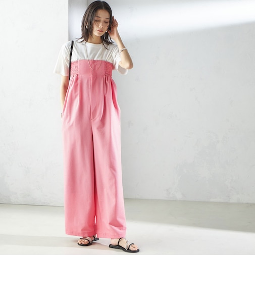 【SHIPS別注】APUPIL:〈洗濯機可能〉ギンガム チェック ベアトップ オールインワン