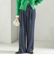 〈手洗い可能〉デニムライク 2タック ワイド パンツ