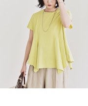 quaranciel:〈手洗い可能〉ハンカチーフヘム フレア クルーネック TEE