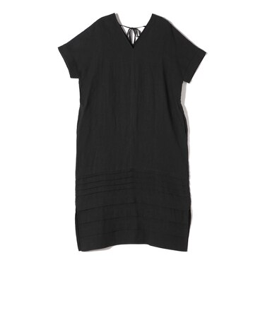 SHIPS Primary Navy Label:〈手洗い可能〉麻 ピンタック サック ワンピース