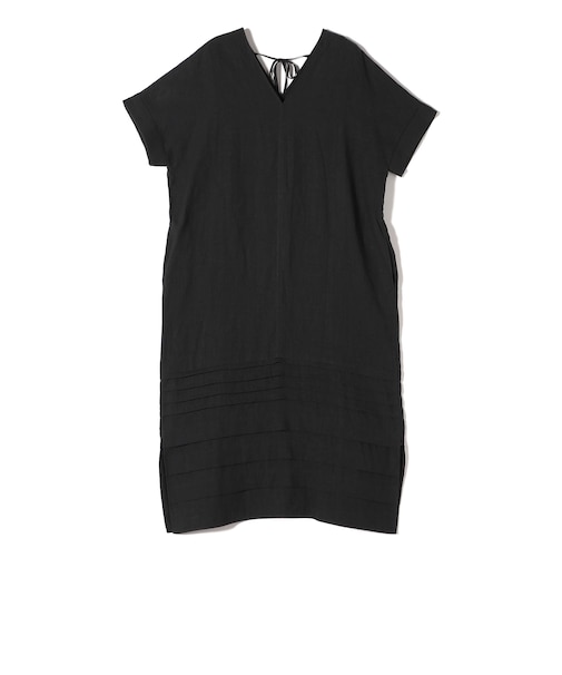 SHIPS Primary Navy Label:〈手洗い可能〉麻 ピンタック サック ワンピース