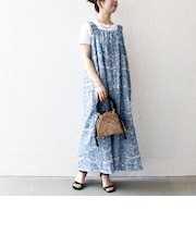 SHIPS any:〈手洗い可能〉メッシュ ジャカード ギャザー Iライン ワンピース