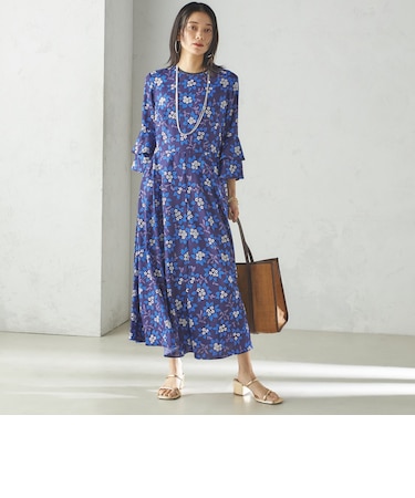 小泉里子コラボ:〈手洗い可能〉フラワー プリント ワンピース