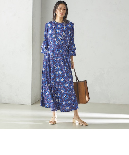 小泉里子コラボ:〈手洗い可能〉フラワー プリント ワンピース