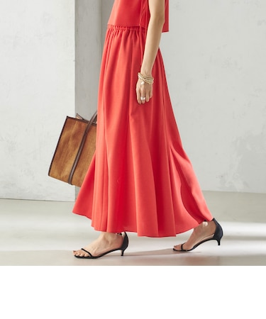 小泉里子コラボ:〈手洗い可能〉スラブ 綿麻混 スカート