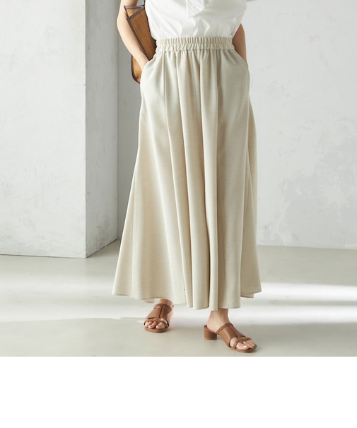 小泉里子コラボ:〈手洗い可能〉スラブ 綿麻混 スカート