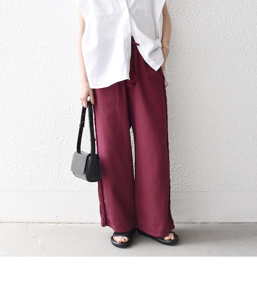 bon_meur:〈手洗い可能〉ブレイド ロープ デザイン タッセル ワイド パンツ