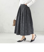 〈手洗い可能〉膨れ ジャカード タック フレア スカート