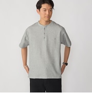 【WEB限定】SHIPS:〈手洗い可能/抗菌/防臭〉ワンポイント ロゴ バーズアイ ヘンリーネック Tシャツ