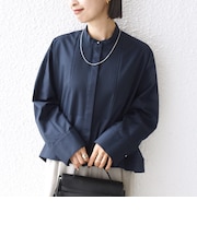 〈手洗い可能〉ピンタック ドルマン 長袖 シャツ