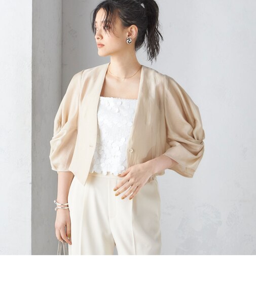 little black:〈手洗い可能〉ネジリ スリーブ シアー ショート 羽織（セレモニー対応可）