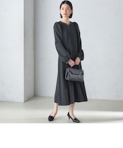 〈手洗い可能〉ブラック フォーマル フレア ワンピース（セレモニー対応可）