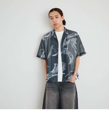 City Ambient Products: オープン カラー メッシュ プリント シャツ