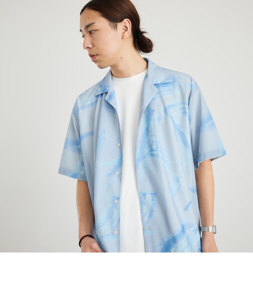 City Ambient Products: オープン カラー メッシュ プリント シャツ
