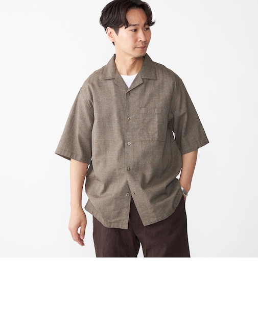 SHIPS: コットン パナマ ショートスリーブ シャツ