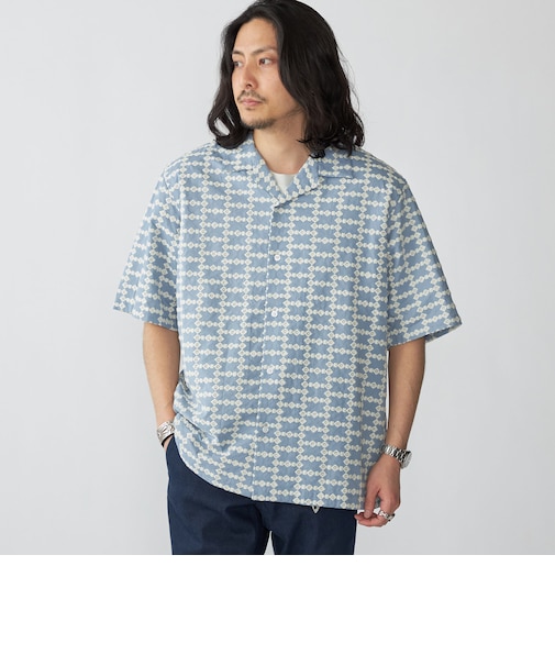 SHIPS: オープンカラー エンブロイダリー ショートスリーブ シャツ