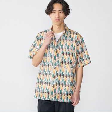 SHIPS: メッシュ プリント レギュラーカラー ショートスリーブ シャツ
